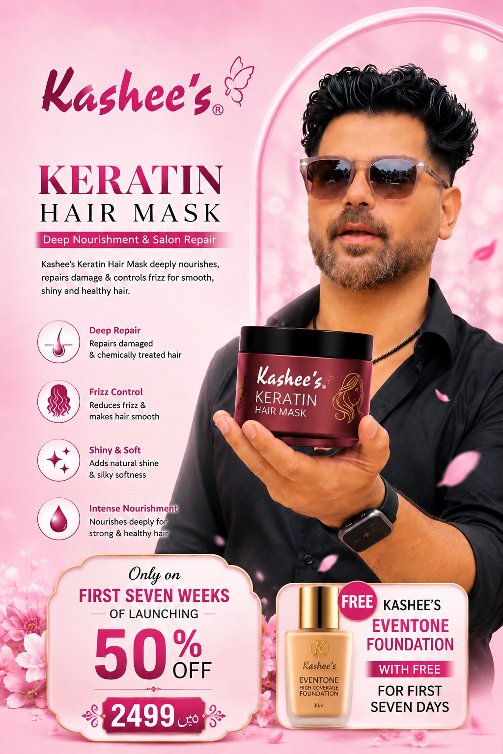 New Launched Keratin Hair Mask By kashees With Free Foundation Gift